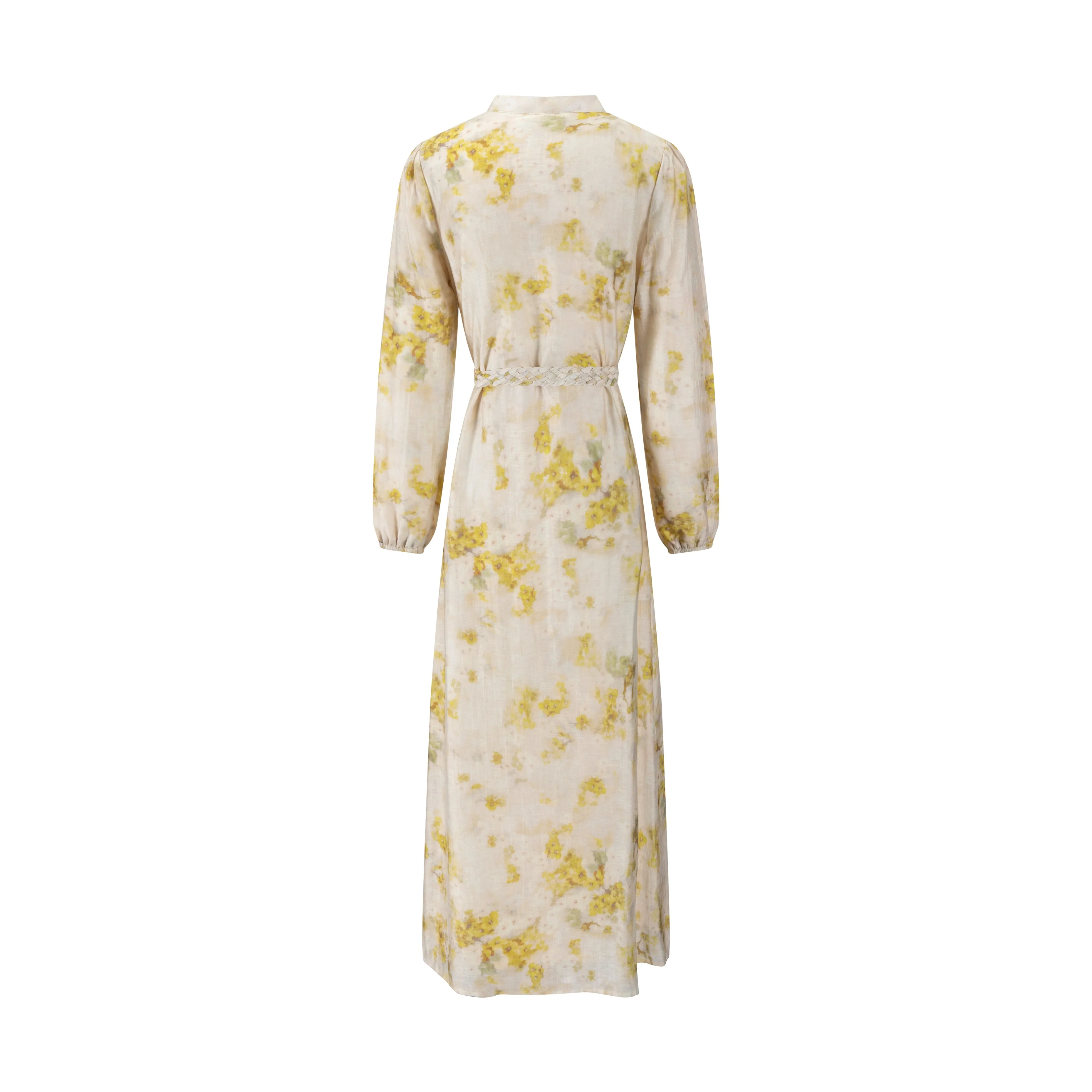 Cream Dress With Floral Print - Yellow - Image 3