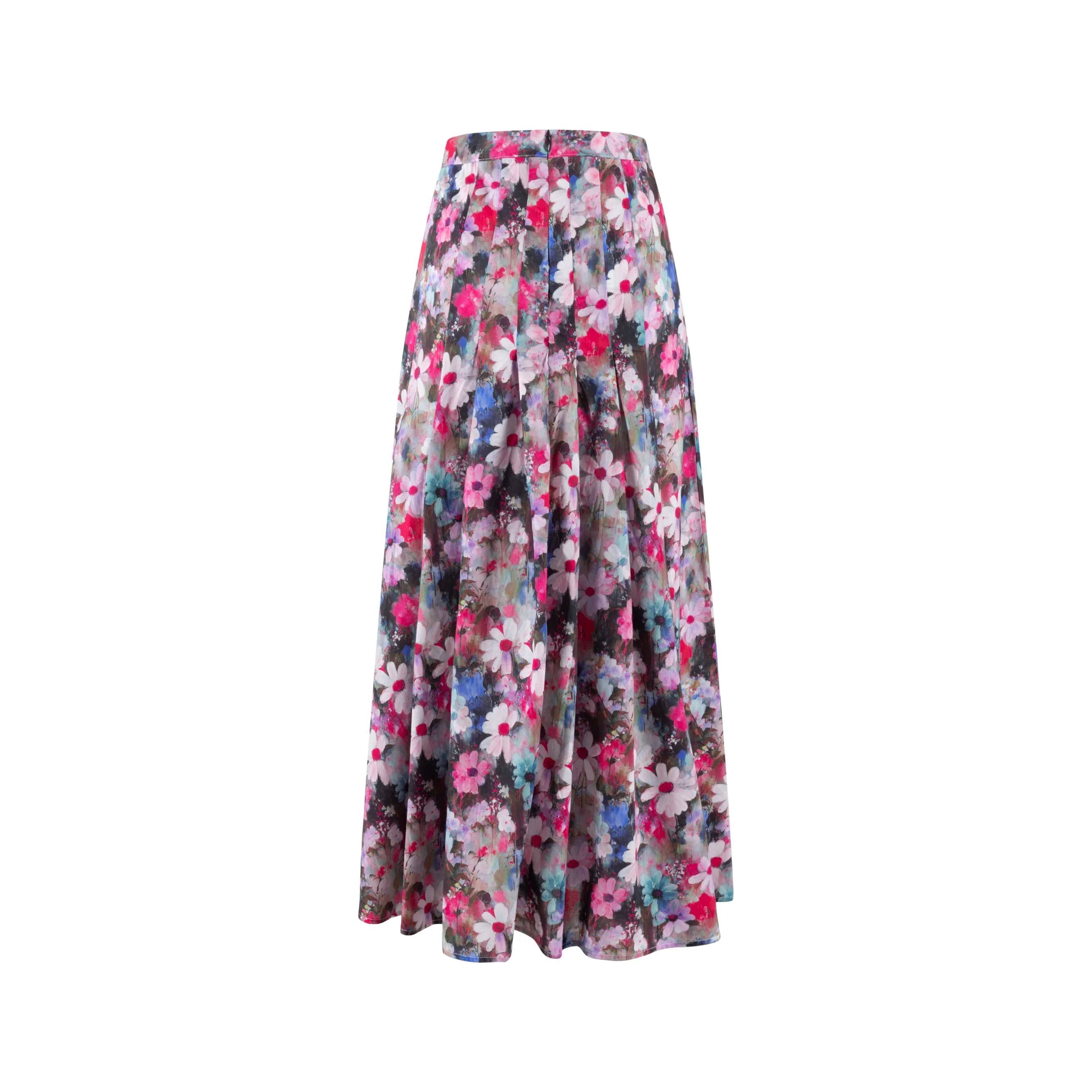 Hot Pink Floral Cotton Skirt - Image 3