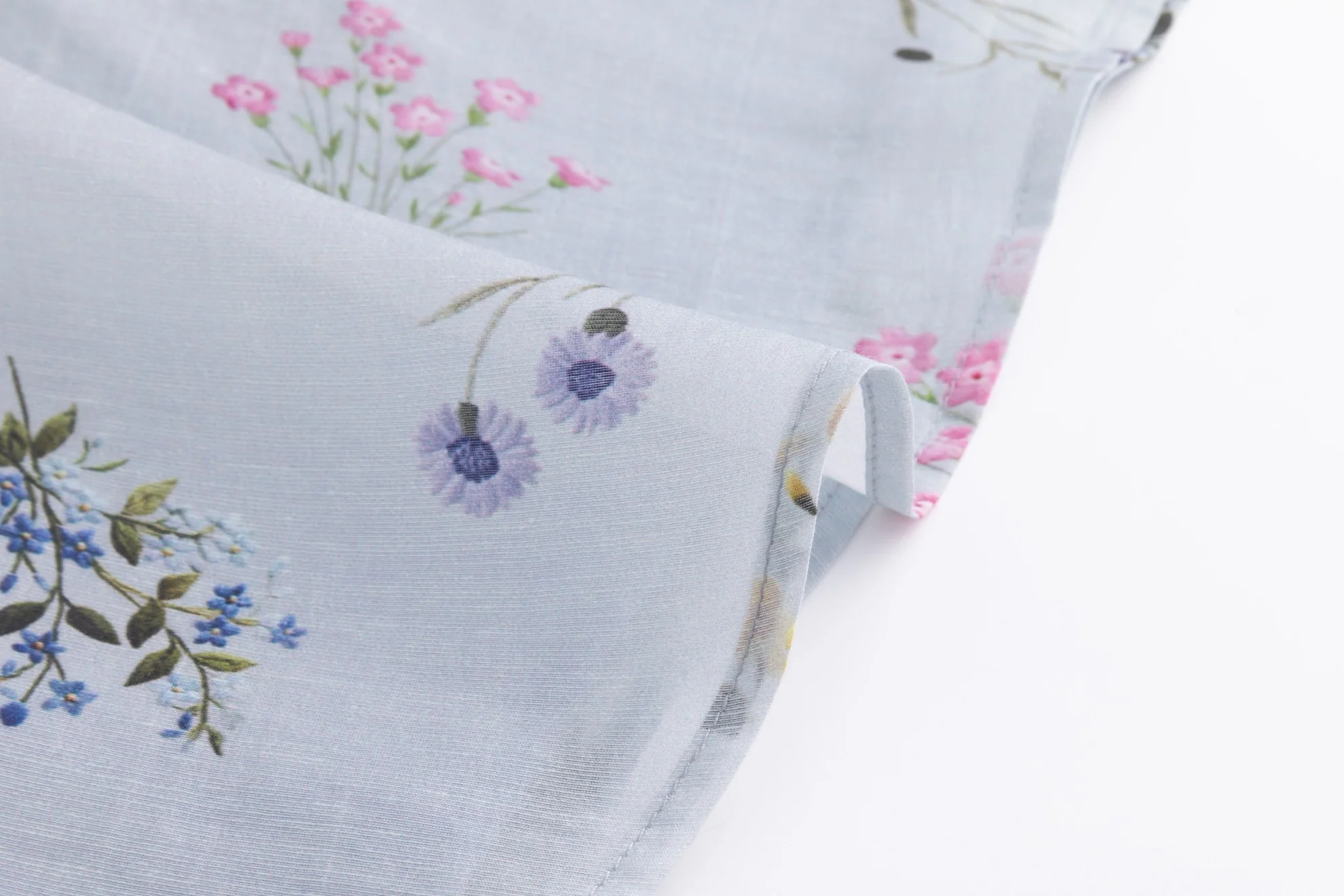 Light Blue Printed Floral Chiffon Maxi Skirt - Image 4