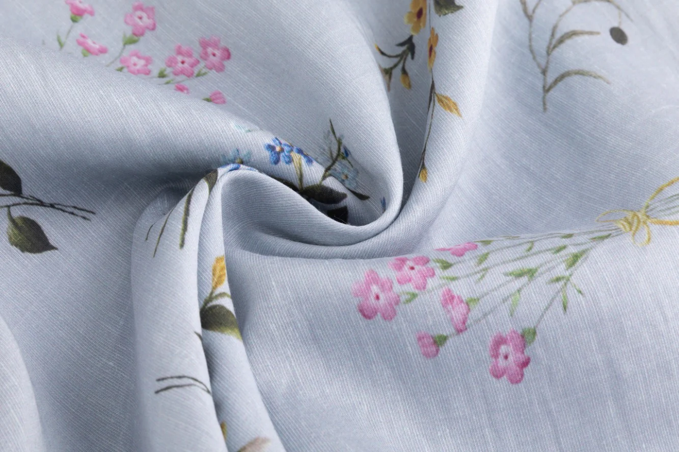 Light Blue Printed Floral Chiffon Maxi Skirt - Image 6