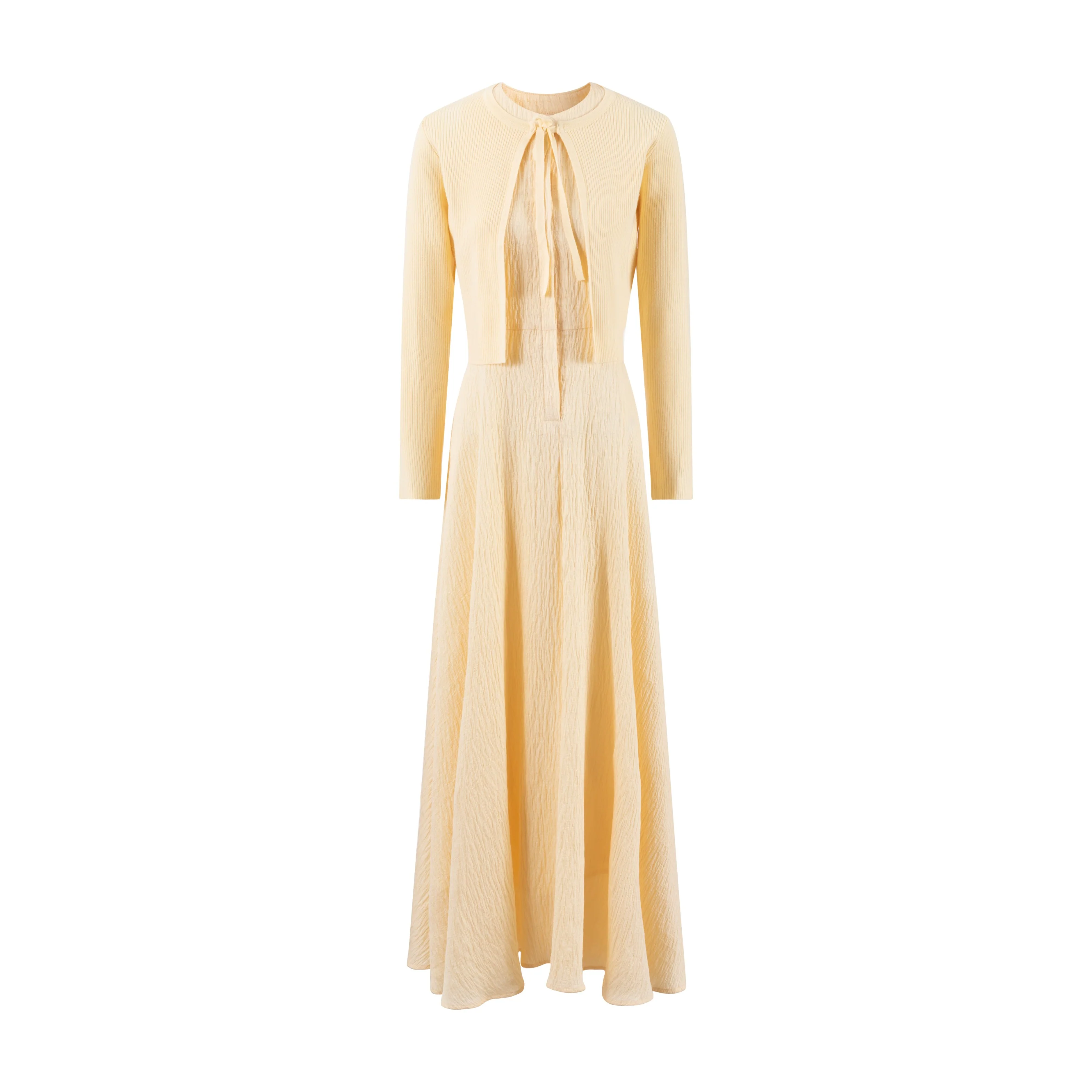 Pale Yellow Overlay Dress - Image 3