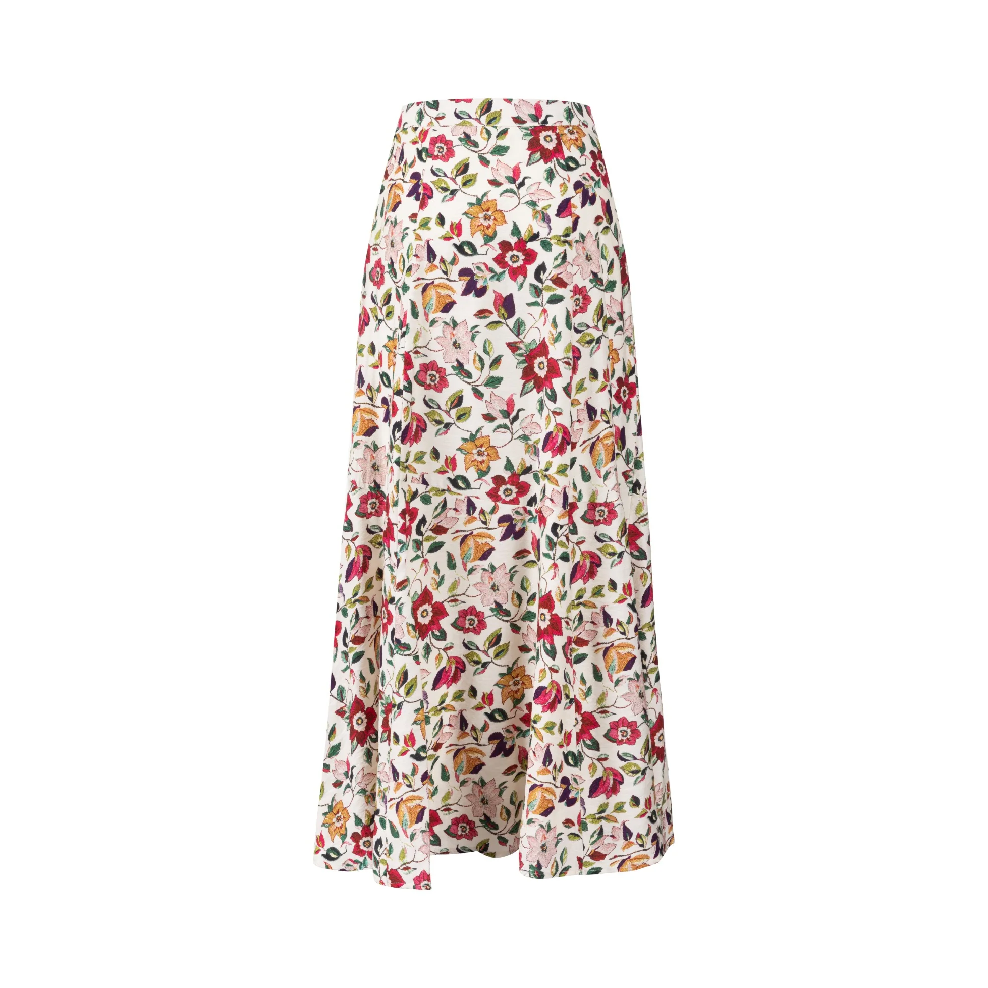 White Base Skirt With Colorful Flower Print - Image 3